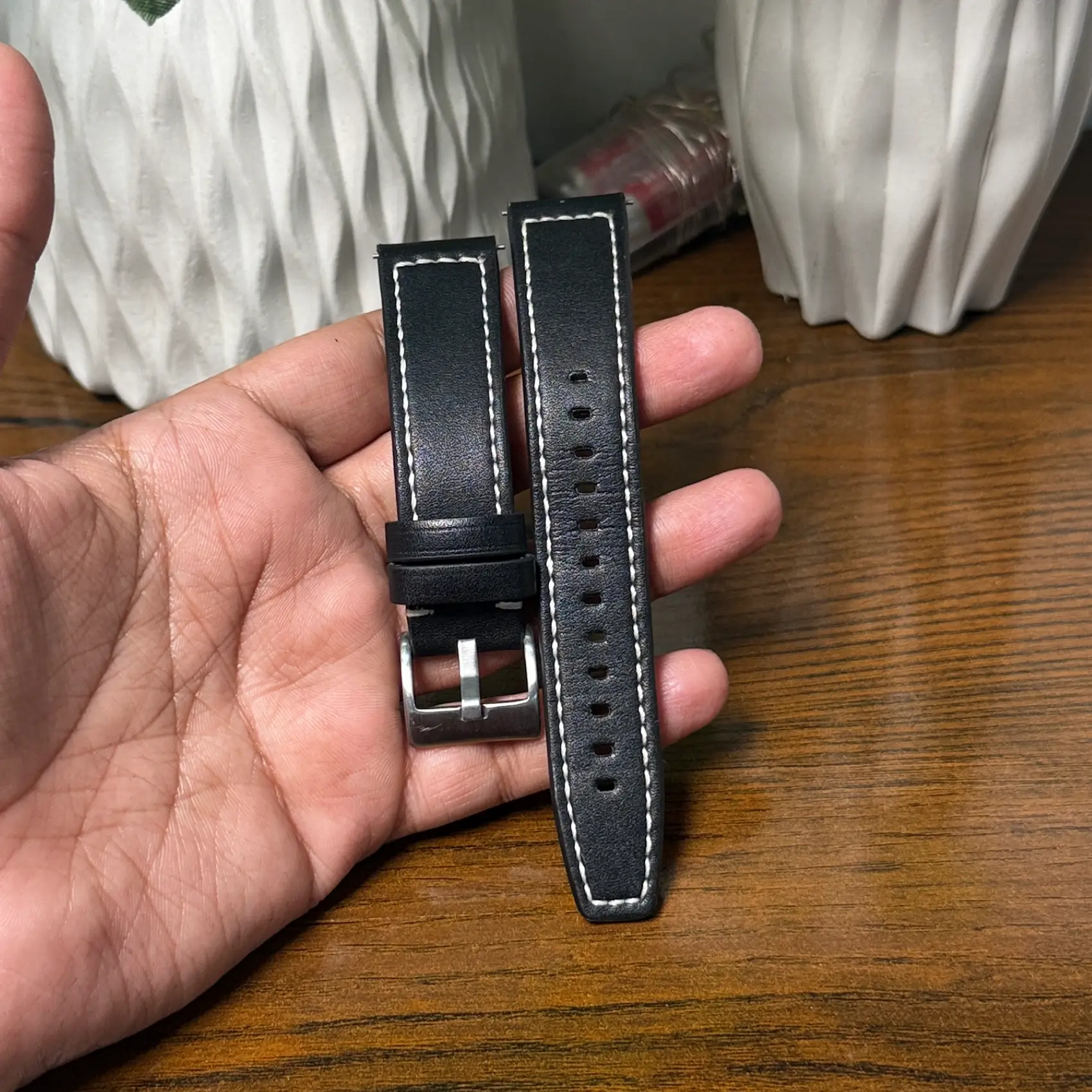 Black Leather Strap 20mm